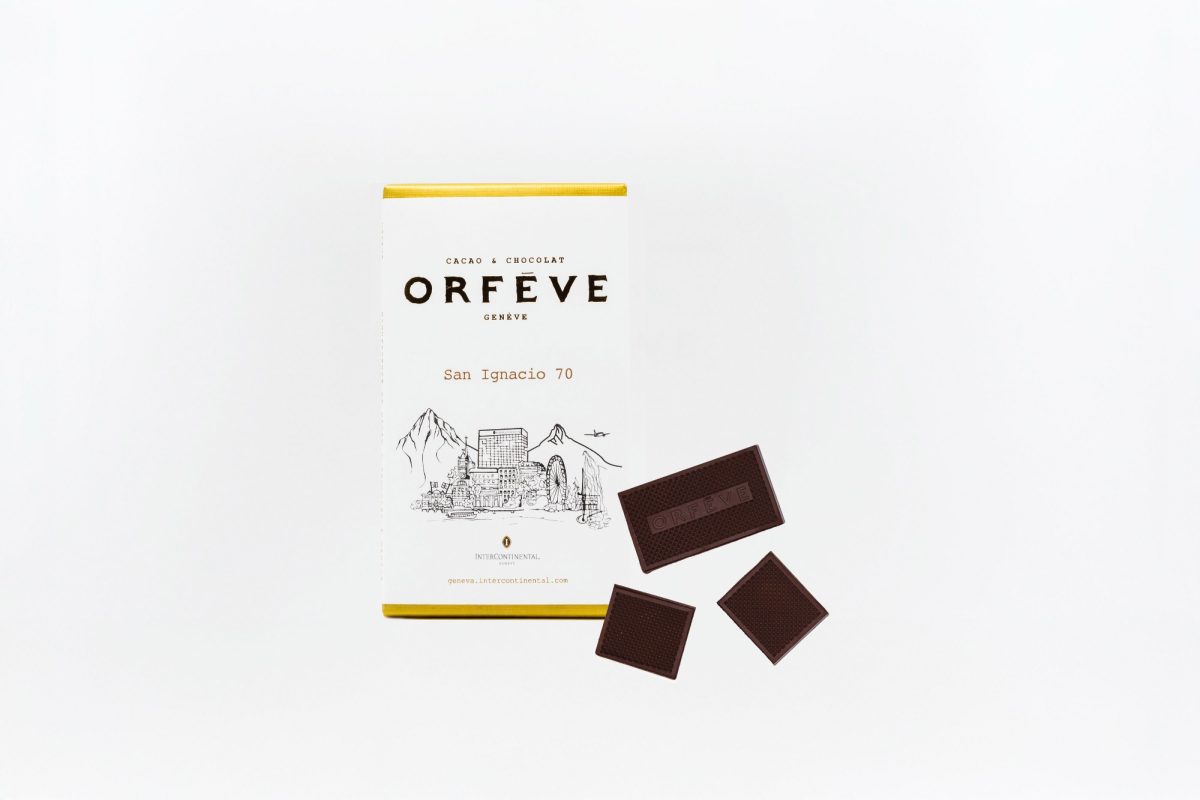 Tablette de chocolat Orfève x InterContinental Genève